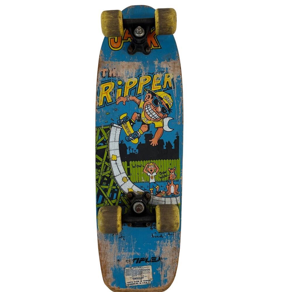 Vintage 80s Skateboard Variflex Jack Ripper 1980s Complete Deck Graphic USA Rare